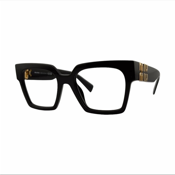 Auth Miu Miu Black and Gold Square Glasses